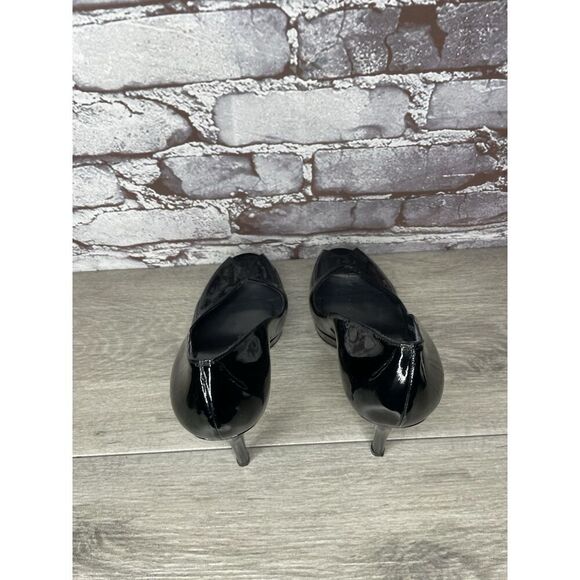 Stuart Weitzman Black Patent Leather Peep Toe Stiletto Heels Women 7M US/37.5EU - Picture 7 of 16